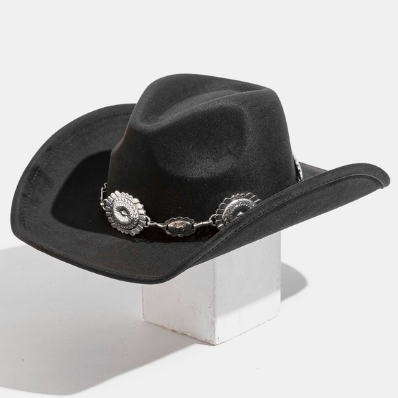 Accessories - Black Cowboy Hat with Silver Accents